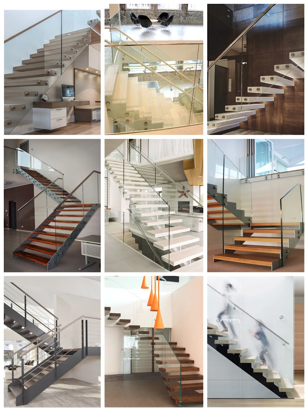 Modern Straight Staircase with Hardwood Floor Metal Railing Marble Stairs for Homes