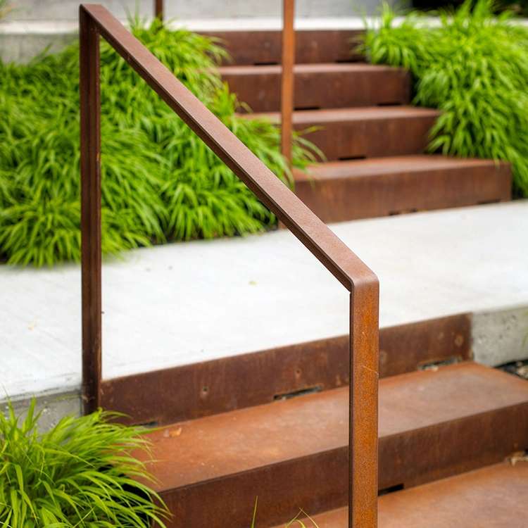 Metal Straight Stairs with Handrail Exterior Metal Staircase