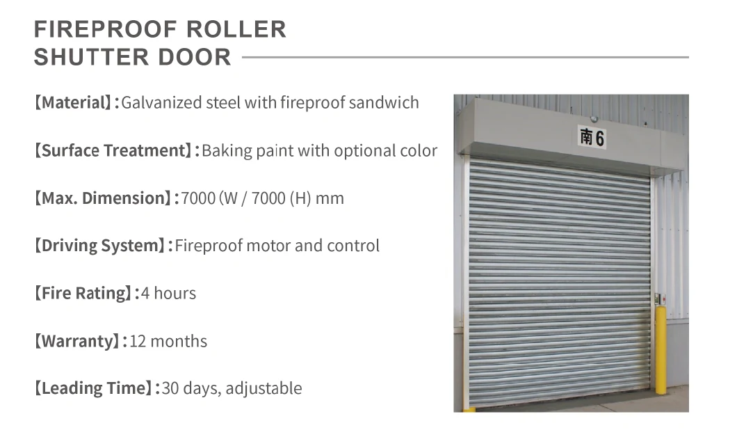 Industrial Exterior Interior Fire Prevention Automatic Security Steel Metal Rolling Shutter Roll up Galvanized Steel Rolling Gate