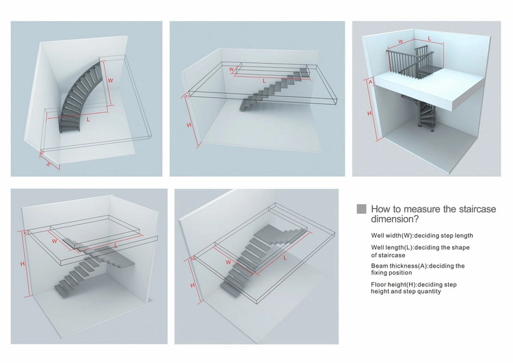 Indoor Round Stair Used Metal Glass Spiral Staircase